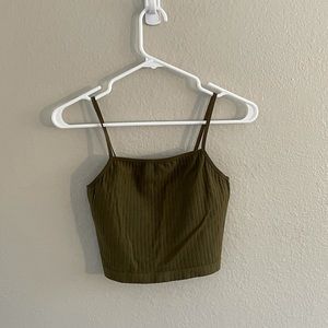 Olive green stretchy crop top